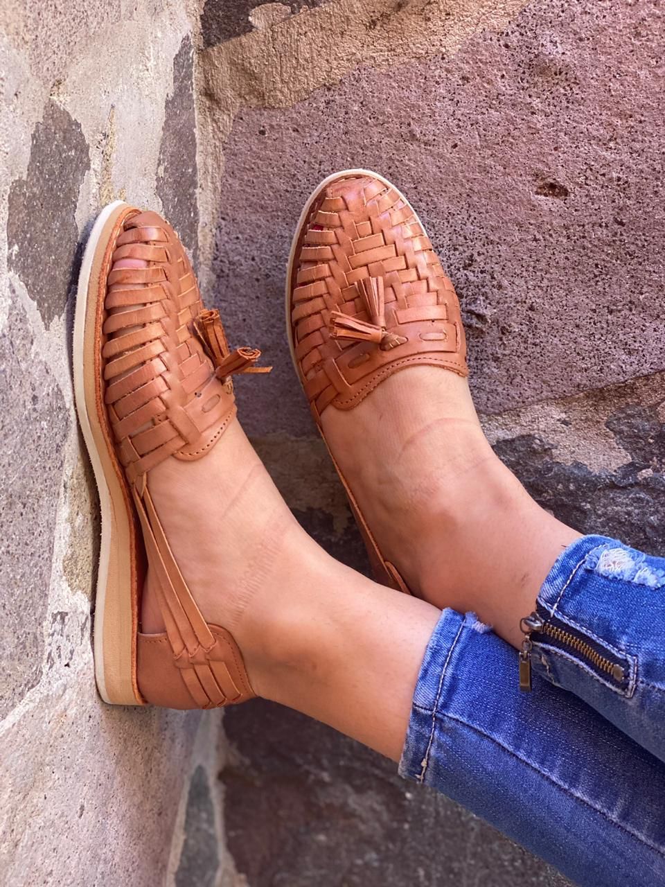 Ixchel Tassel Huarache Sandals - Tan