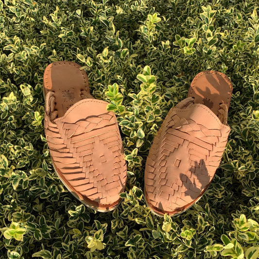 mule Huarache Sandals, Color Tan, Made in Mexico 